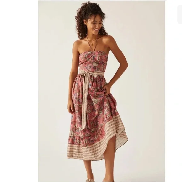 strapless open back dress Hobbs silk pink